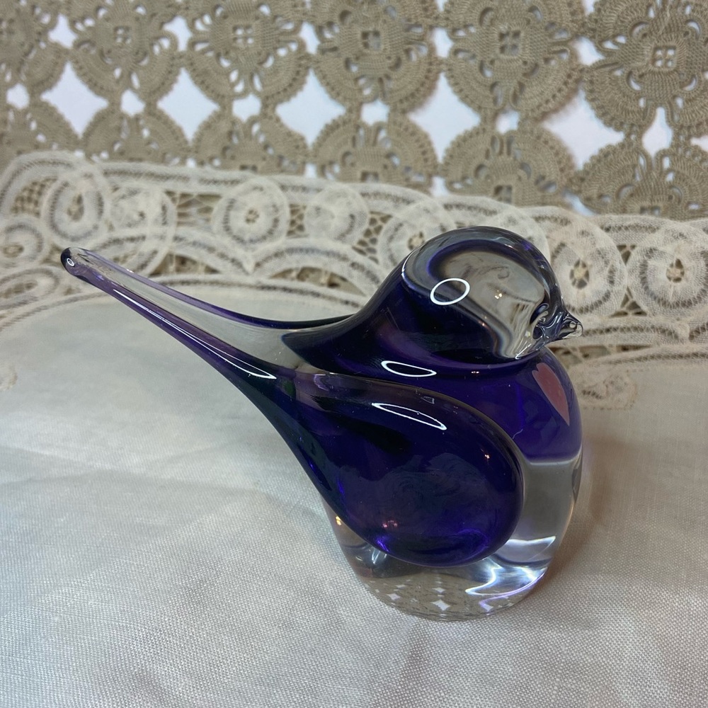 Zellique Studios Vintage 1986 Hand Blown Art Glass Love Bird